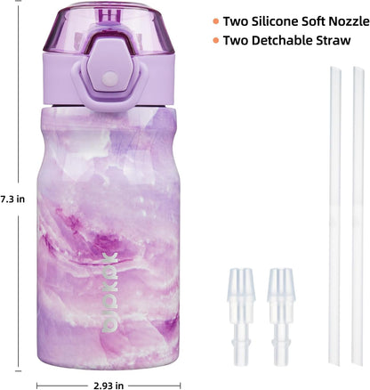 Stainless Steel Insulated Water Bottle with Straw Lid 14Oz Reusable Metal Thermo Bottles Keep Cold and Hot,Dawn