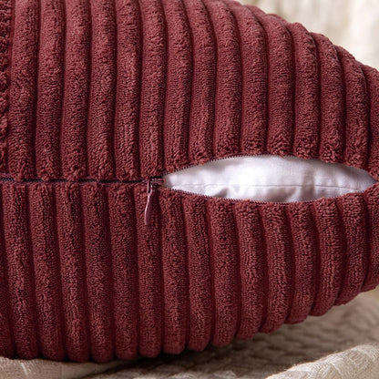 Christmas Burgundy Corduroy Pillow Covers Pack of 2 Boho Decorative Spliced Throw Pillow Covers Soft Solid Couch Pillowcases Cross Patchwork Cushion Covers for Living Room Bed Sofa 18X18 Inch