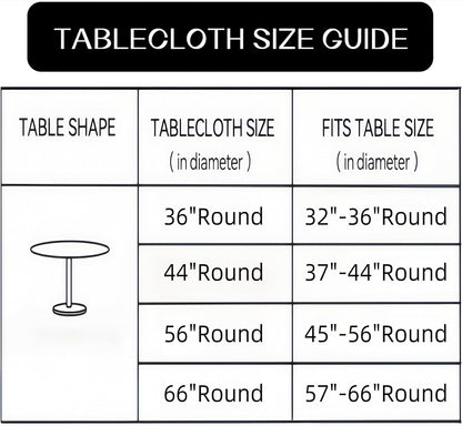 Round Vinyl Fitted Tablecloth with Flannel Backing Elastic Edge Design Table Cover Waterproof Oil-Proof PVC Table Cloth Stain-Resistant Best for 32"-36" Round