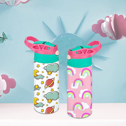 Kids Sublimation Tumbler,25 PACK 12Oz Stainless Steel Sublimation Sippy Cup,Double Wall Insulated Kids Tumbler with Handle,Spill Proof Lid,Shrink Films,Silicone Bottoms,For Water,Drinks