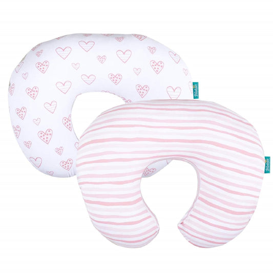 Nursing Pillow Cover 2 Pack for Boppy Pillow 100% Stretchy Cotton Large Zipper Super Soft & Breathable Infant Support Breastfeeding Cover for Moms or Little Girl Gifts
