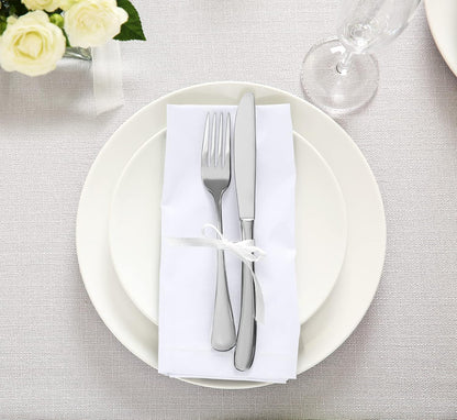 White Cloth Napkins [12 Pack, 18X18 Inch] Absorbent Cotton Blend Washable and Reusable for Dinner, Restaurant, Lunch, Wedding and Hotel