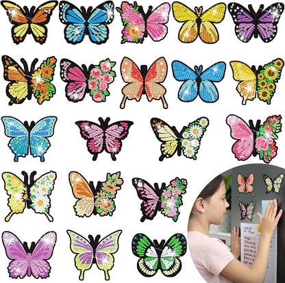 20-Piece Butterfly Diamond Painting Magnet Set - Decorative Refrigerator Art Stickers for Christmas