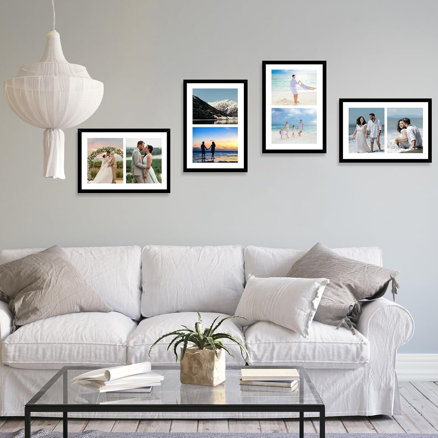 12X18 Double 8X10 Picture Frame, Display 2 8X10 Photos or 12X18 Picture, Two Opening 8 X 10 Collage Frame for Wall Hanging, 8 by 10 Multi Photo Frame, Black