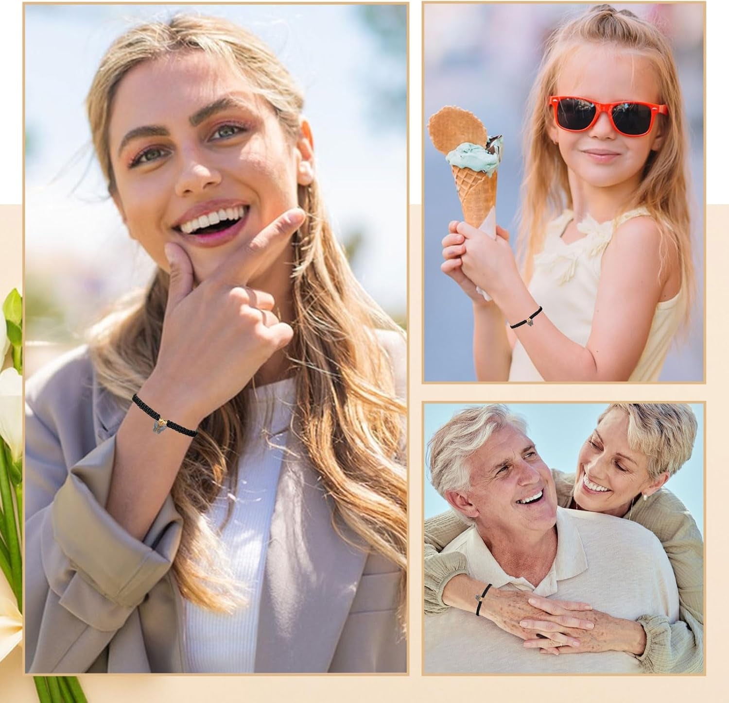 2Pcs Rope Woven Friendship Bracelets Best Friends String Matching Handmade Adjustable Butterfly Charm Cord Bracelets for Women Girls Lovers Couples Christmas Thanksgiving Gifts with Thanks Cards