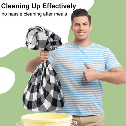 54 Inch X 100 Feet Disposable Table Cover Roll, Black & White Plastic Table Cloth in Cut-To-Size Box with Slide Cutter, Waterproof Rectangle Tablecloths for Weddings, Banquets, Outdoor