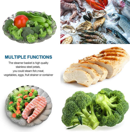 Vegetable Steamer Basket, Premium Stainless Steel Veggie Steamer Basket - Folding Expandable Steamers to Fits Various Size Pot Small by  (5.5" to 9.2")