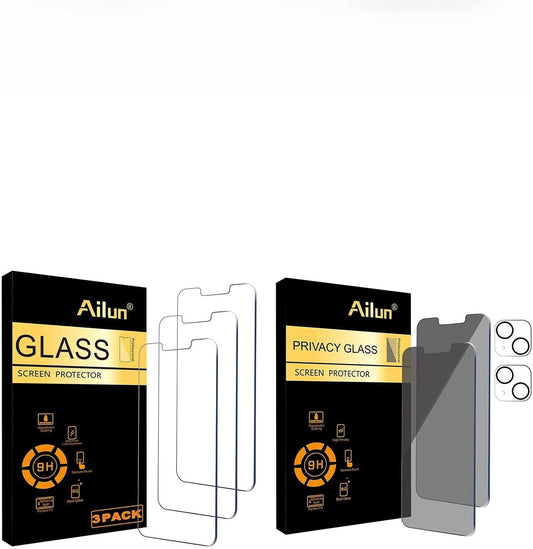 Glass Screen Protector Compatible for Iphone 13 Mini [5.4 Inch] and 2Pack Privacy Screen Protector Compatible for Iphone 13 Mini [5.4 Inch] + 2 Pack Camera Lens Protector