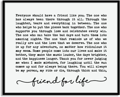 Friend for Life Beautiful Peom for Special Friend Soul Sister Gift Best Friend Gift for Friend Typography Wall Decor Friend Quotes Print (8X10 Inch)