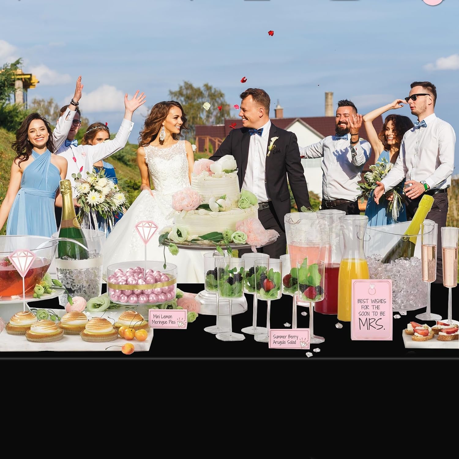 6 Pack Black Tablecloths Disposable Table Covers 54" X 108" Table Cloths for BBQ Birthday Picnic Bridal Shower Engagement Wedding Plastic Table Cloths for Parties