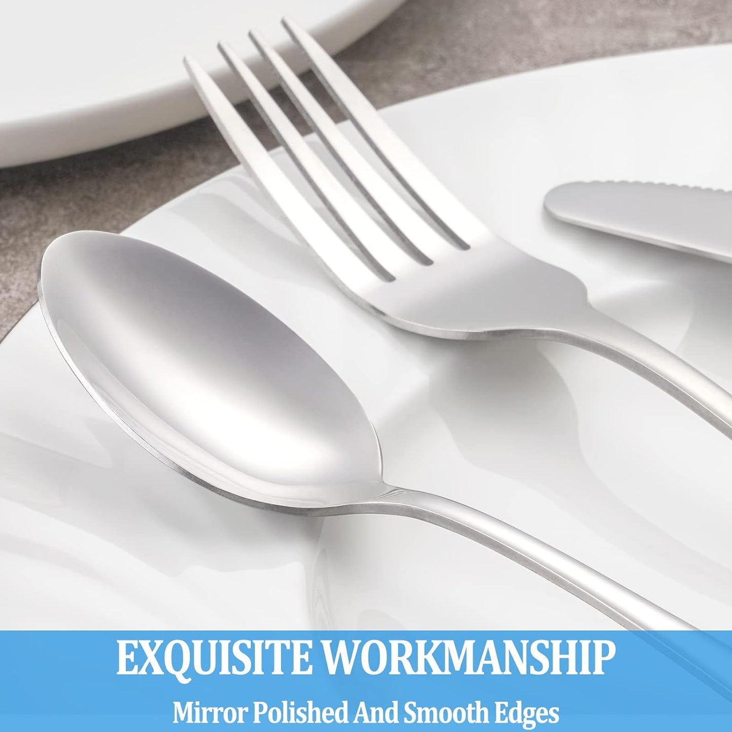 8 Pcs Tablespoon Spoon Set, Premium Food Grade Stainless Steel Spoons, Serving Tablespoons, Mirror Finish & Dishwasher Safe,Use for Home,Kitchen and Restaurant - 7.3 Inch