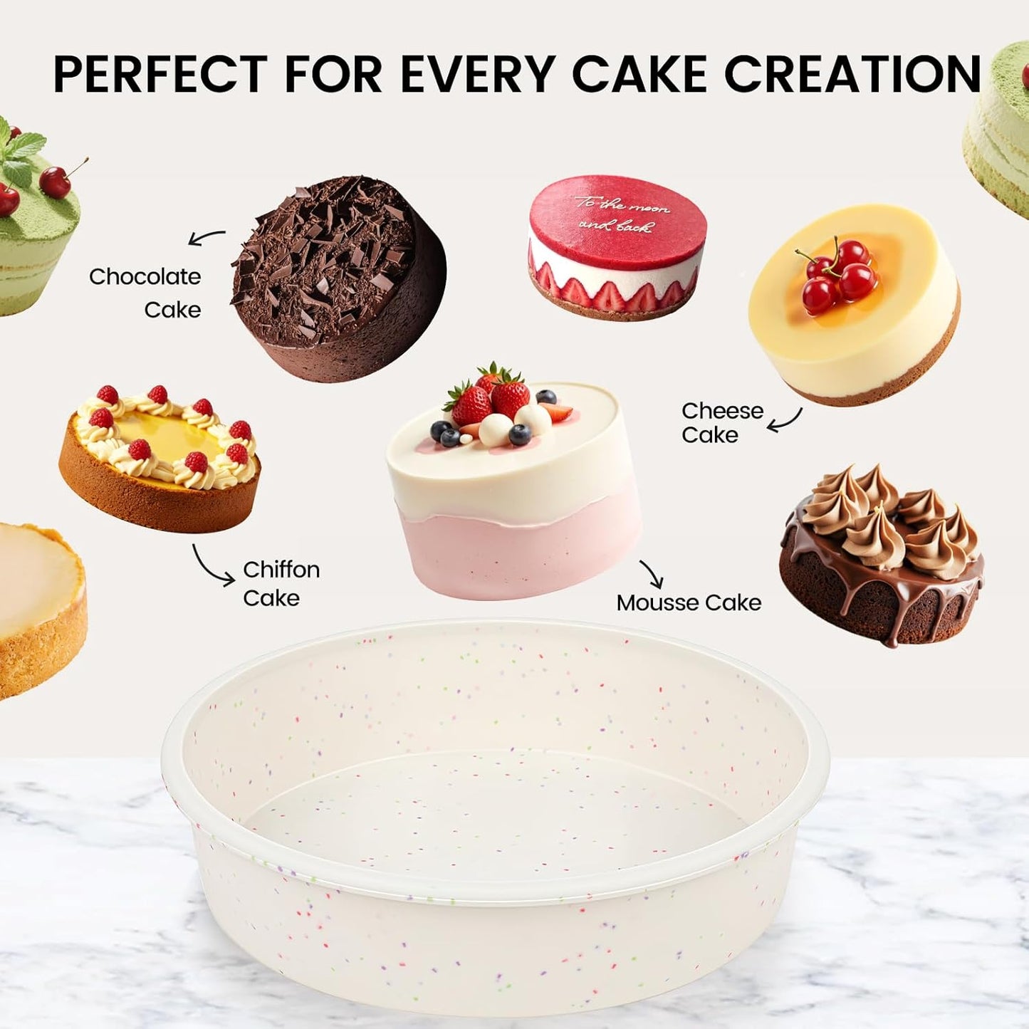 6 Inch Silicone round Cake Pan with Metal Reinforced Frame, Nonstick Silicone Springform Pan for Baking Suitable for Making Layers, Cheese & Chocolate Cakes