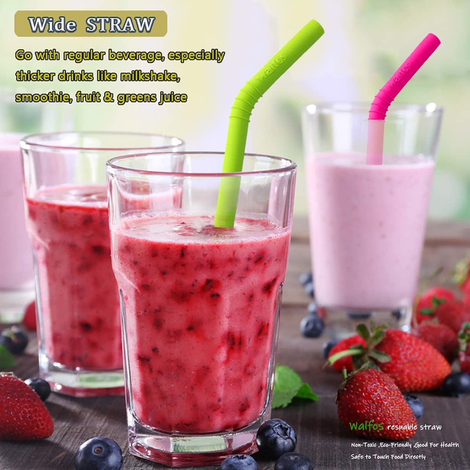 Reusable Silicone Straw - 2 Size Flexible Drinking Bendy Straws for Smoothies/20 & 30 Oz Tumblers, BPA Free (4 Wide Straws + 4 Regular Straw + 2 Cleaning Brushes excluding Storage Bag）