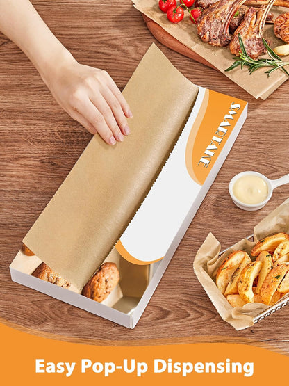 200 Pcs Pop-Up Parchment Paper Sheets, 10.7X15 Inch Pre-Cut Parchment Paper for Baking, Non-Stick Greaseproof Baking Paper for Grilling Wrapping Air Frying, Compact Volume, Unbleached
