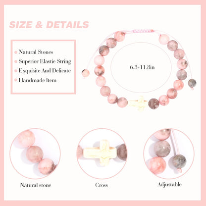 Gifts for Daughters/Granddaughters, Adjustable Pink Bracelet, Handmade Bracelet, Birthday Gift, Christmas Gift, Valentine'S Day Gift, Graduation Gift (Cross Bracelet, for My Granddaughter)