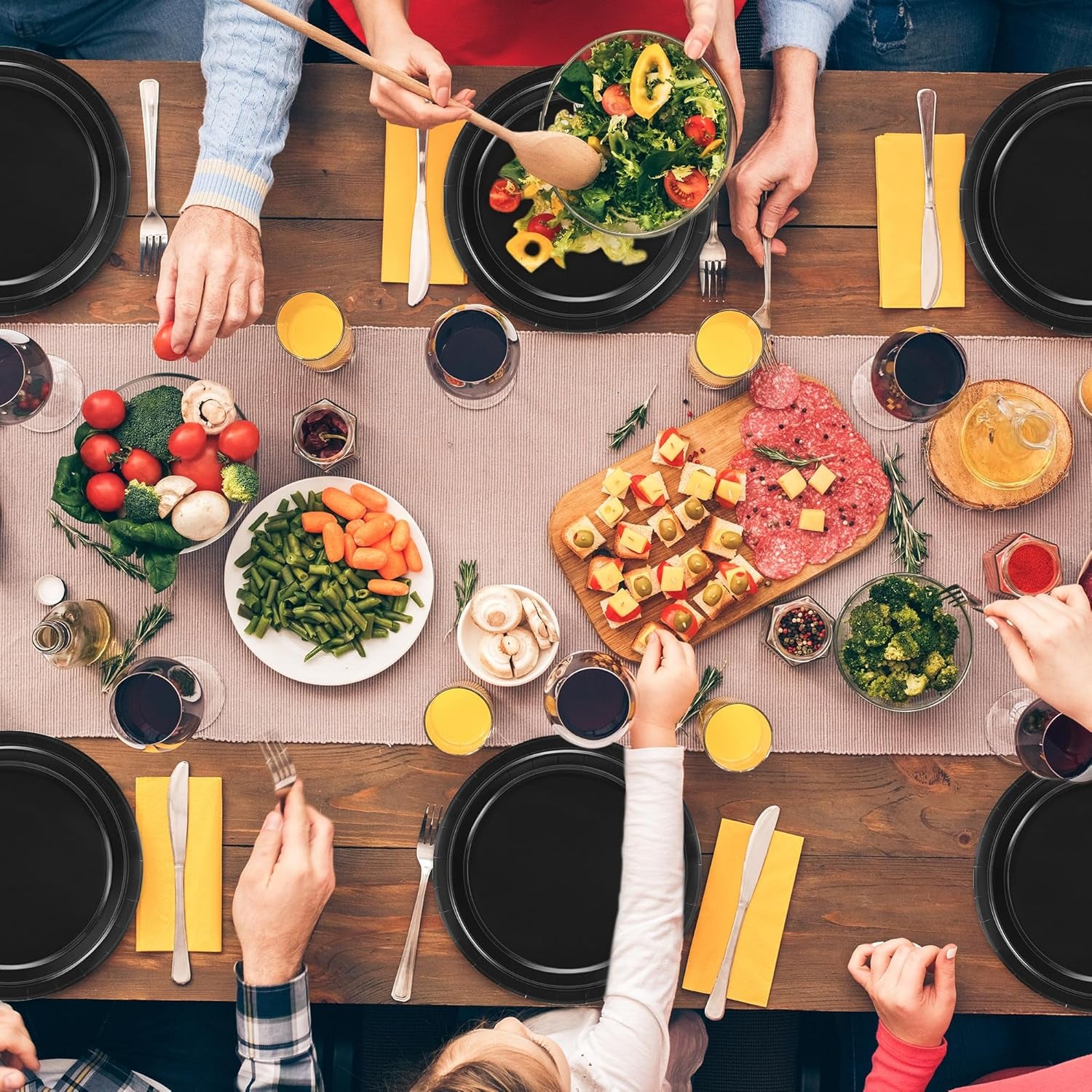 100 PCS Black Paper Plates, Dailyplates100-Black