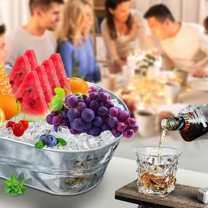 4PCS 4 Gallon Galvanized Tub Champagne Bucketwith Carry Beer Drink Storage Cooler Metal Beverage Ice Tub Galvanized Ice Buckets for Parties and Cocktail Bar Mimosa Bsupplies
