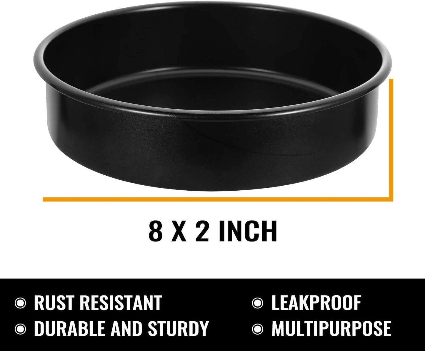 8-Inch round Cake Pan Set of 3, Nonstick Baking Cake Pans with 90 Pieces Parchment Paper, Dishwasher Safe