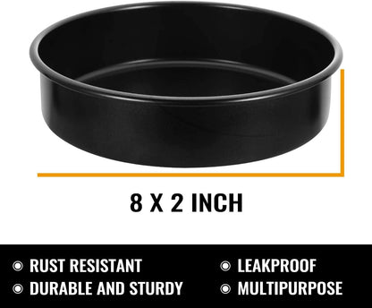 8-Inch round Cake Pan Set of 3, Nonstick Baking Cake Pans with 90 Pieces Parchment Paper, Dishwasher Safe