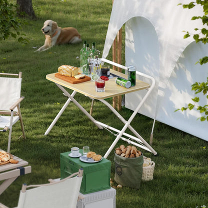 Adjustable Height Folding Desk with Tablet Slot, 24-Inch Compact Computer Desk for Small Spaces, Ideal for Home Office, Bedroom, and Study, Oak Finish