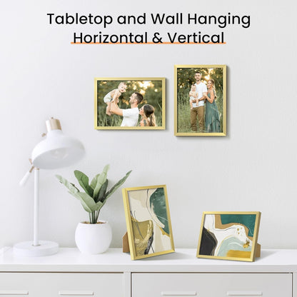 3 Pack 5X7 Picture Frame Gold Bundle with 4X6 Brown Frames