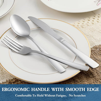 12 Piece Dessert Forks Set, Food-Grade Stainless Steel Silverware Forks, Salad Forks, Metal Forks for Home, Kitchen or Restaurant, Mirror Polished, Dishwasher Safe - 8 Inch
