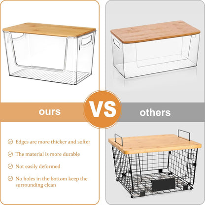 Pantry Organizers Storage, 2 Pack Stackable Kitchen Counter Bins for Onion Potato Garlic, Fruit Vegetable Produce Storage Space-Saving Countertop Organizer (12" X 7" X7")