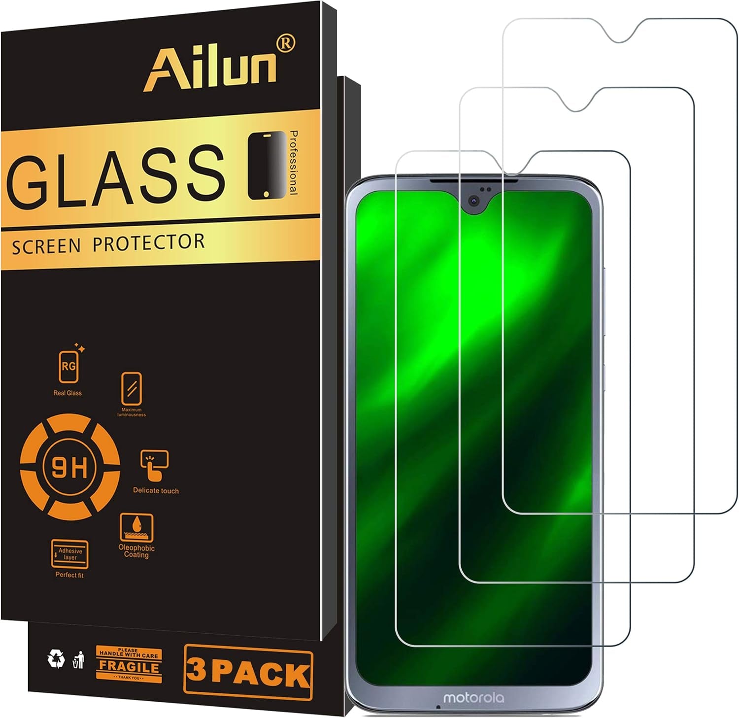 Screen Protector for Moto G7 Play 3Pack 9H Hardness Tempered Glass Screen Protector for Motorola Moto G7 Play Bubble Free anti Scratch Fingerprint Oil Stain Coating Case Friendly