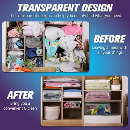 20 Gallon Large Storage Bag for Clothes, Zipper Clothing Storage Bag, Clear Organizer with Reinforced Handles, for Comforters Blankets Pillows Bedding (1 Pack)