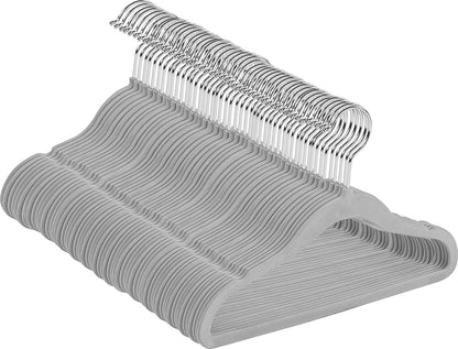 Kids Hangers Velvet (50 Pack) - 11 Inch Durable Baby Hangers for Closet - Perfect for Toddler & Non Slip for Everyday Use (Grey)