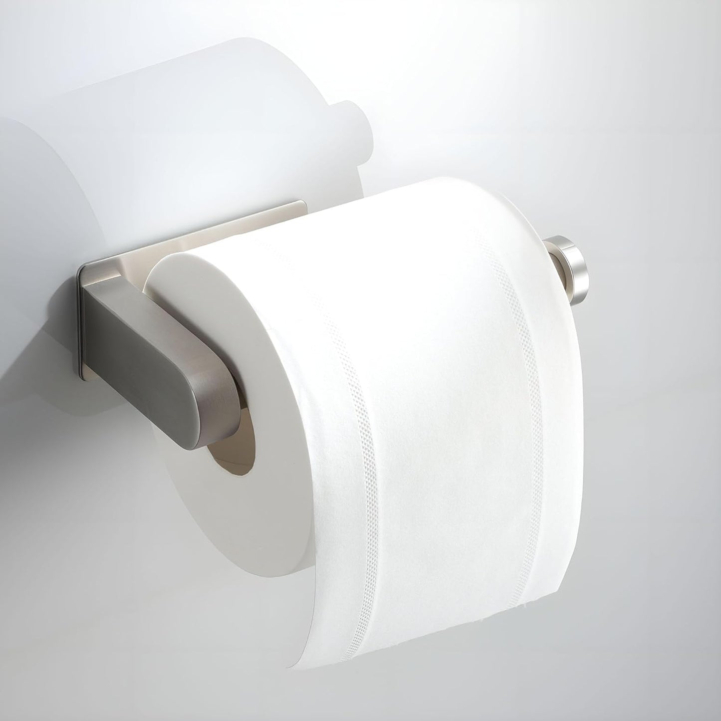 Self-Adhesive Stainless Steel Brushed Toilet Paper Holder - No Drilling Bathroom Stand