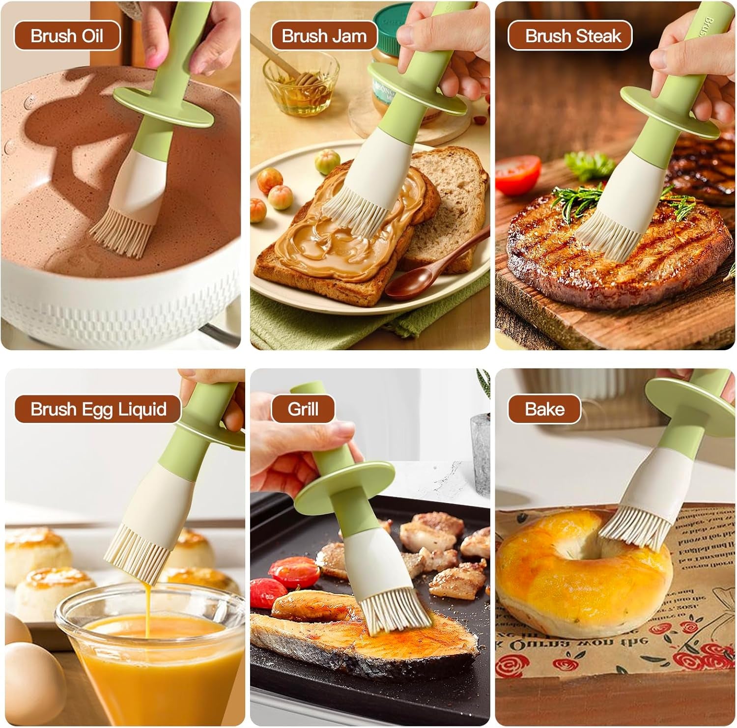 300Ml /10Oz Oil Dispenser with Brush - Glass Oil Bottle for Kitchen with Silicone Heat Resistant Basting Brush - Cooking Brush for Vinegar Sauce BBQ Grill Frying - Green