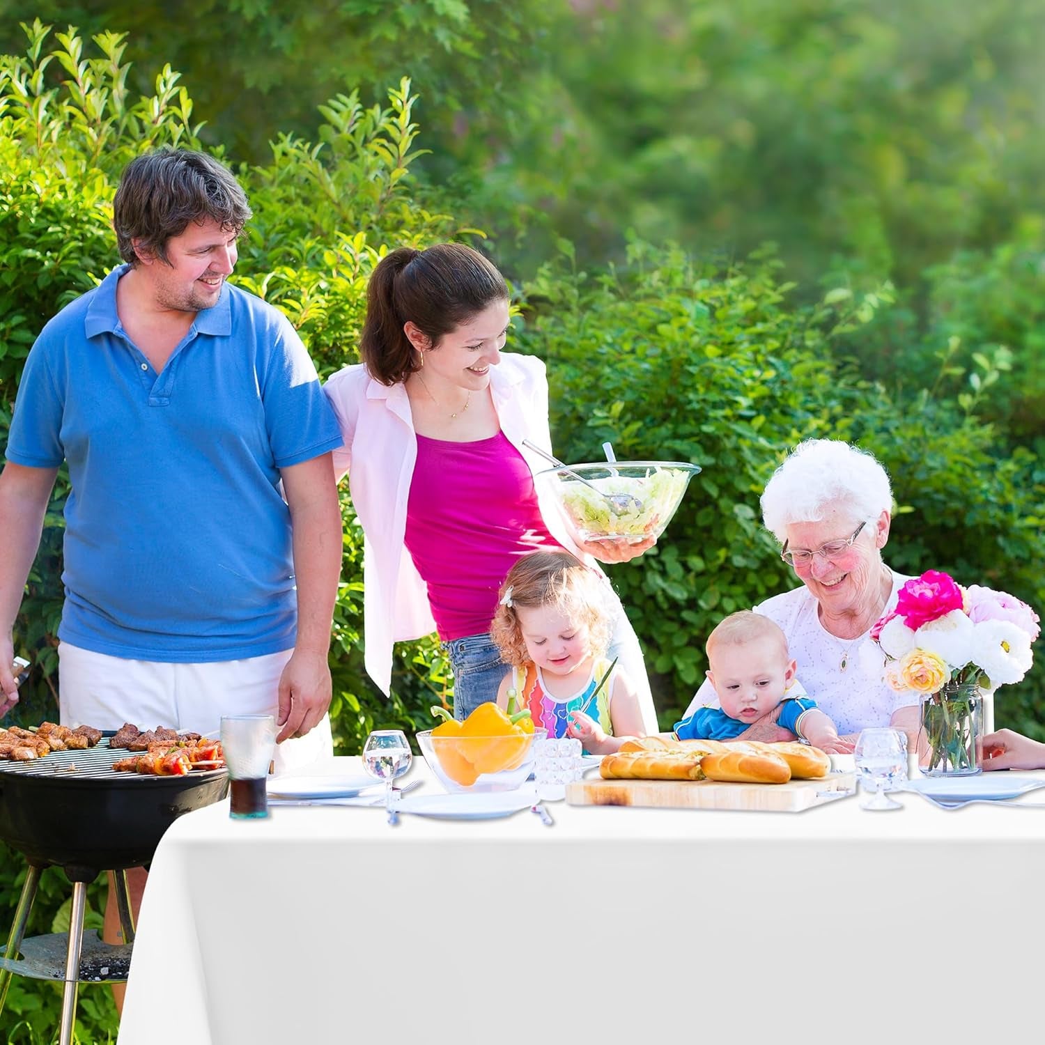 4 Packs White Plastic Tablecloth, Sturdy Disposable Table Cloth, 54 X 108 Inches Paper Table Cloths for Parties Disposable, Effortless Cleanup for Picnic Table Cloths Parties Birthday and Any Occasion
