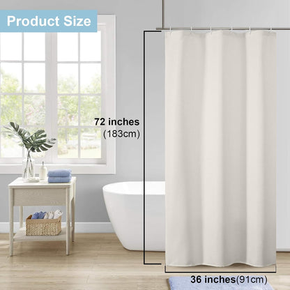 Jack Ivory Stall Small Shower Curtain 36X72 Inches, Solid Faux Denim Fabric Shower Curtain for Bathroom, Soft Airy Hotel Spa Quality with 12 Plastic Hooks, 36" W X 72" L, Ivory