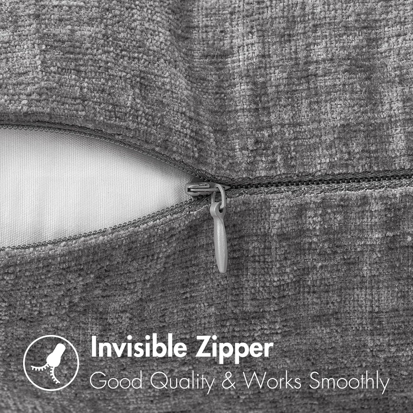 Pack of 1 Couch Throw Pillow Covers 14X36 Inch Soft Dark Gray Chenille Pillow Covers for Sofa Living Room Solid Dyed Pillow Cases