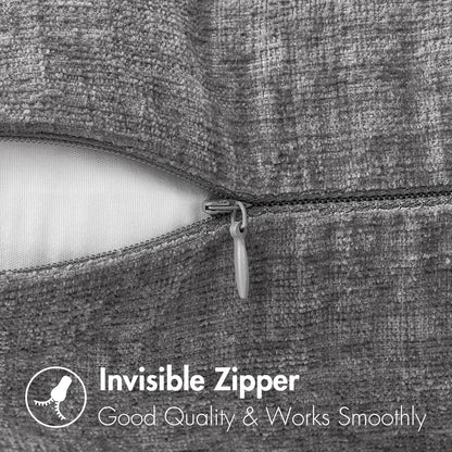 Pack of 1 Couch Throw Pillow Covers 14X36 Inch Soft Dark Gray Chenille Pillow Covers for Sofa Living Room Solid Dyed Pillow Cases