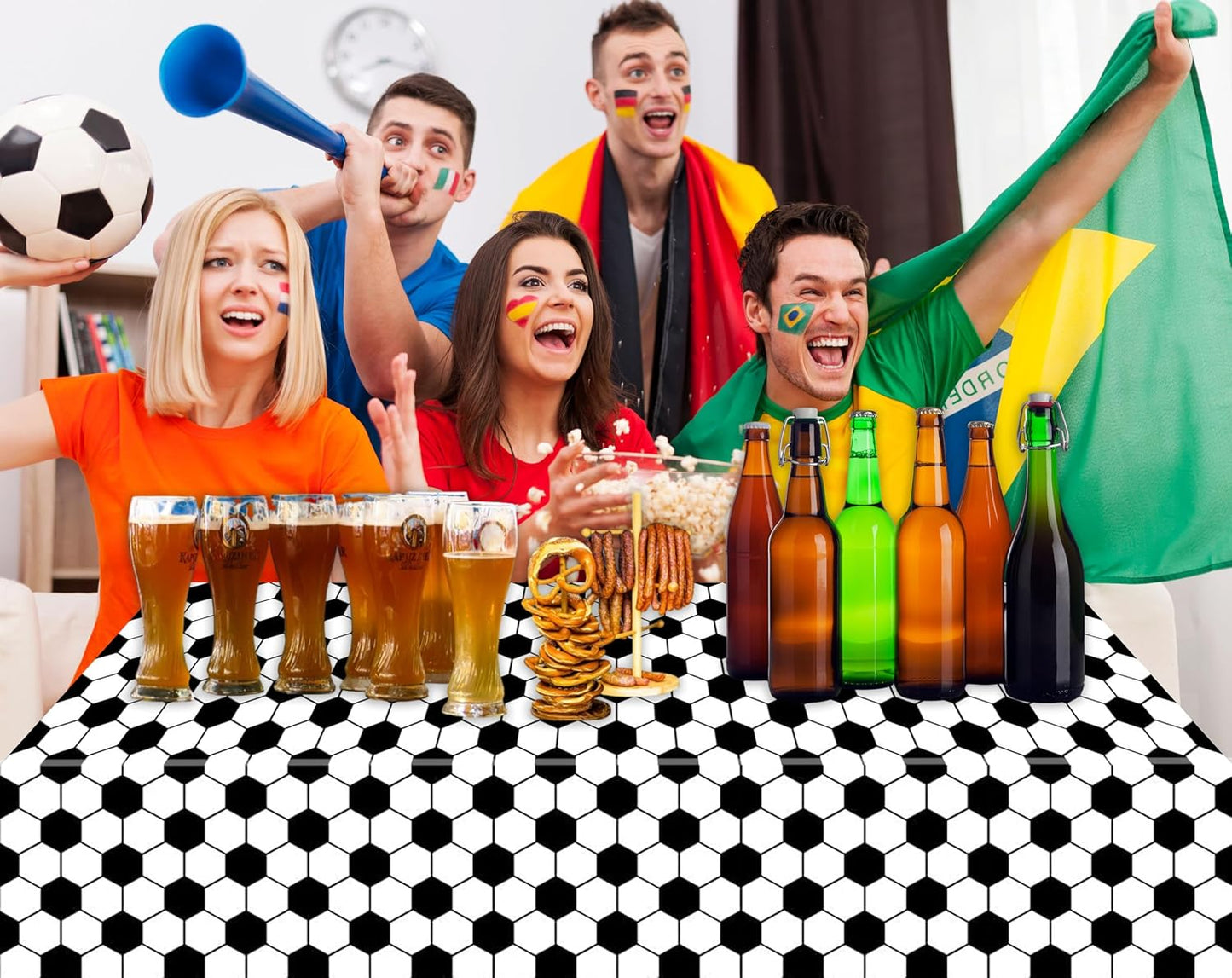 3 Packs Soccer Party Tablecloths 54 X 108 Inches Soccer Sports Ball Table Cover Disposable Waterproof Plastic Soccer Themed Birthday Table Cloth Rectangular Football Tablecloth for Boys Sports