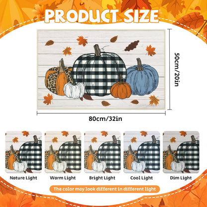 20"X32" Fall Bathroom Rugs Non Slip Washable, Pumpkin Fall Kitchen Rugs Farmhouse Halloween Kitchen Mat, Indoor Door Mats Carpet for Hallway Entryway Laundry Room Autumn Home Decor