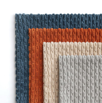 Fall Throw Pillow Covers Soft Couch Decorative Set of 4 Boho Striped Cushion Covers Corduroy Pillowcases Farmhouse Accent Home Decor for Couch Bed Sofa Living Room 18X18 Inch Blue and Orange