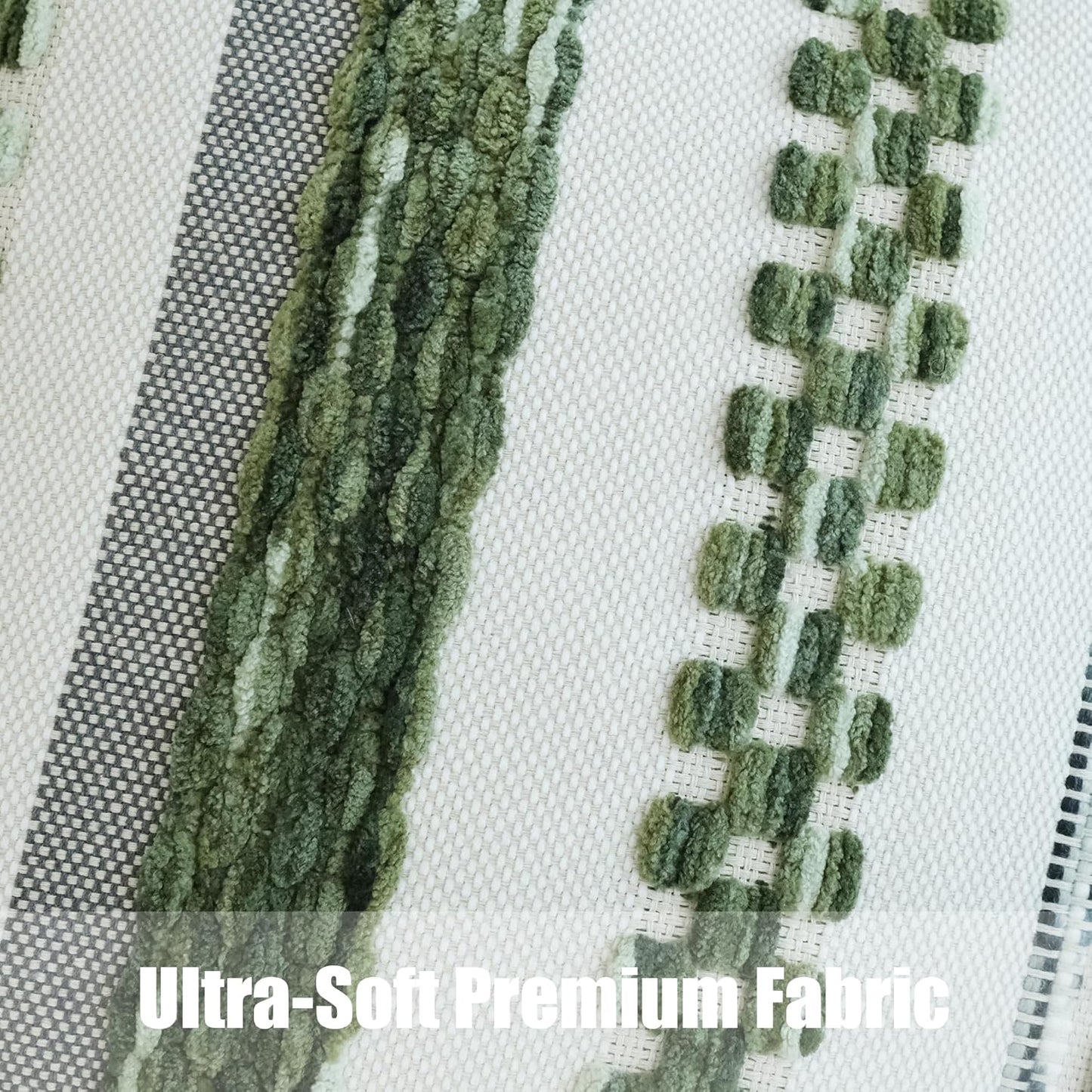 Pack of 2 Boho Throw Pillow Covers Accent Striped Pillowcovers Farmhouse Decorative Cushion Case Home Decor 18 X 18 Inch Dark Green