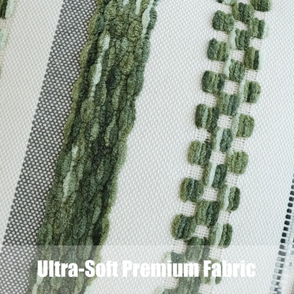 Pack of 2 Boho Throw Pillow Covers Accent Striped Pillowcovers Farmhouse Decorative Cushion Case Home Decor 18 X 18 Inch Dark Green