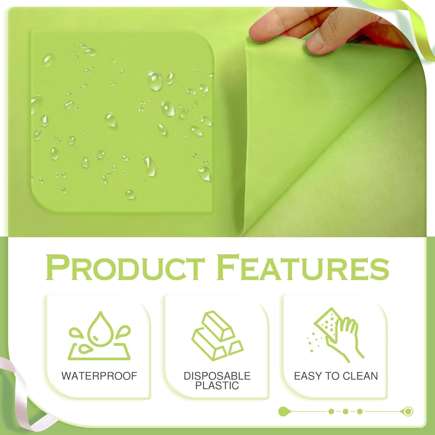 Set of 4 Lime Green Rectangle Tablecloths, 54x72 Inches, Waterproof and Spillproof Disposable Plastic Covers, Durable for Dining, Buffets, Picnics, and Outdoor Events