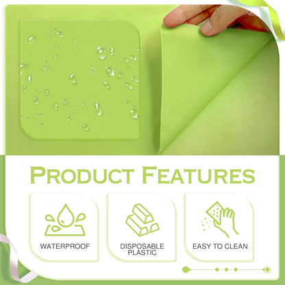 Set of 4 Lime Green Rectangle Tablecloths, 54x72 Inches, Waterproof and Spillproof Disposable Plastic Covers, Durable for Dining, Buffets, Picnics, and Outdoor Events