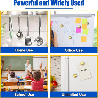 8 Pack Magnetic Push Pins, Gold Fridge Magnets for Whiteboard, Whiteboard Magnets Refrigerator Magnets, Small and Strong Push Pin Magnet for Office, School, Locker, and Map Magnet