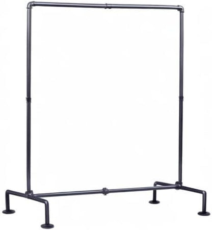 Industrial Pipe Clothing Rack Free Standing, Heavy Duty Detachable Clothes Rack with 4 Stable Feet for Garment Storage Display, Black
