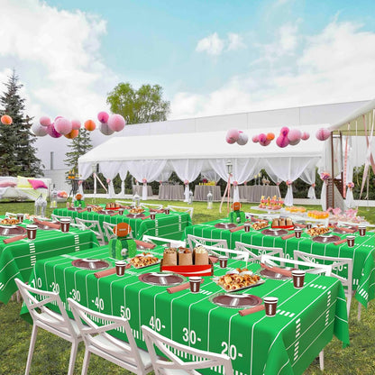 2 Pack Football Tablecloths, Football Themed Disposable Plastic Table Cover for Birthday, Sports Party Games Decorations 54 X 108 Inch