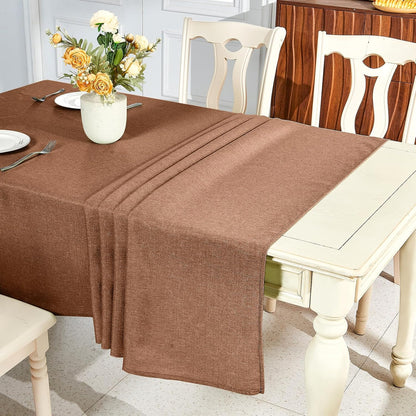 Textured Linen Table Cloth for Rectangle Tables - Coffee Tablecloths Rectangular Waterproof Wrinkle Free Wipeable Dining Table Cover for Spring Wedding Birthday Kitchen Decor, 52 X 70 Inch