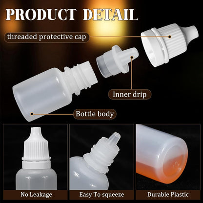 200 Pcs 3 Ml Empty Plastic Dropper Bottles with Caps and Plugs for Liquid Storage