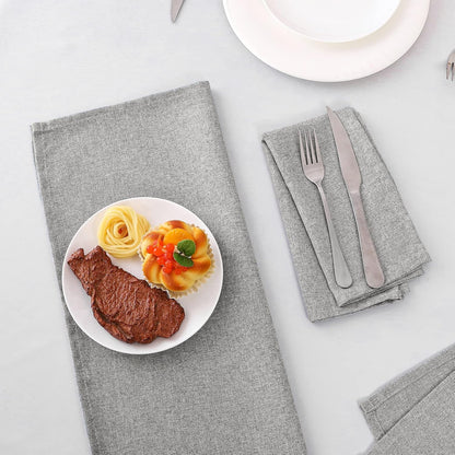 Linen Textured Cloth Napkins Set of 12 (18" X 18") Linen Textured Dinner Napkins Waterproof Extra Soft Thick Durable Reusable Napkins with Hemmed Edges, Heather Gray