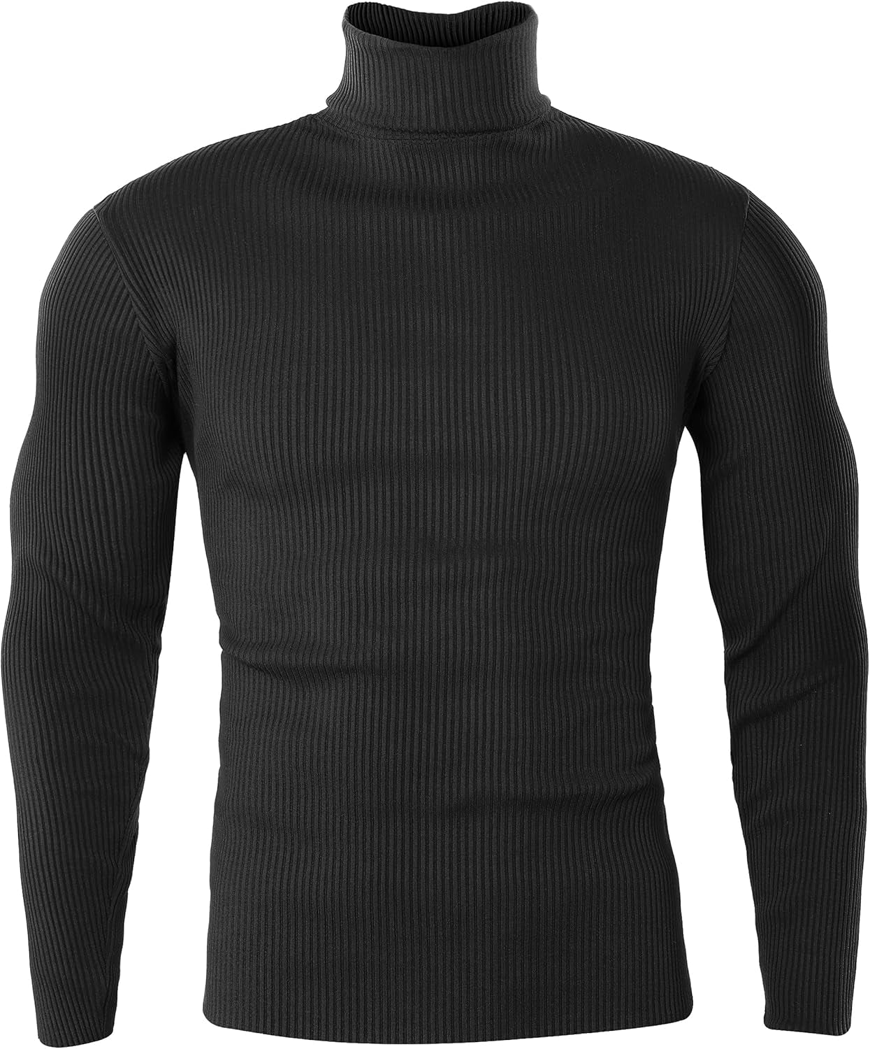 Men'S Ribbed Turtleneck Slim Fit Pullover Casual Long Sleeves Basic Top